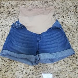 Indigo blue maternity shorts